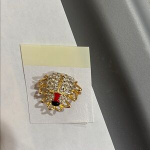 Gold and Red Crystal Brooch